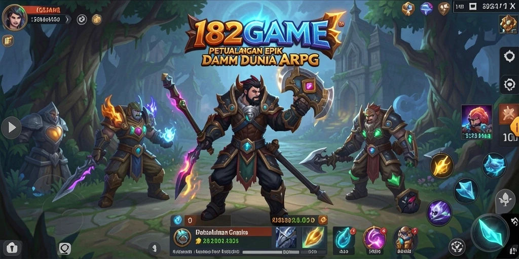 Tangkapan layar menunjukkan pertarungan epik dalam game ARPG 182GAME.
