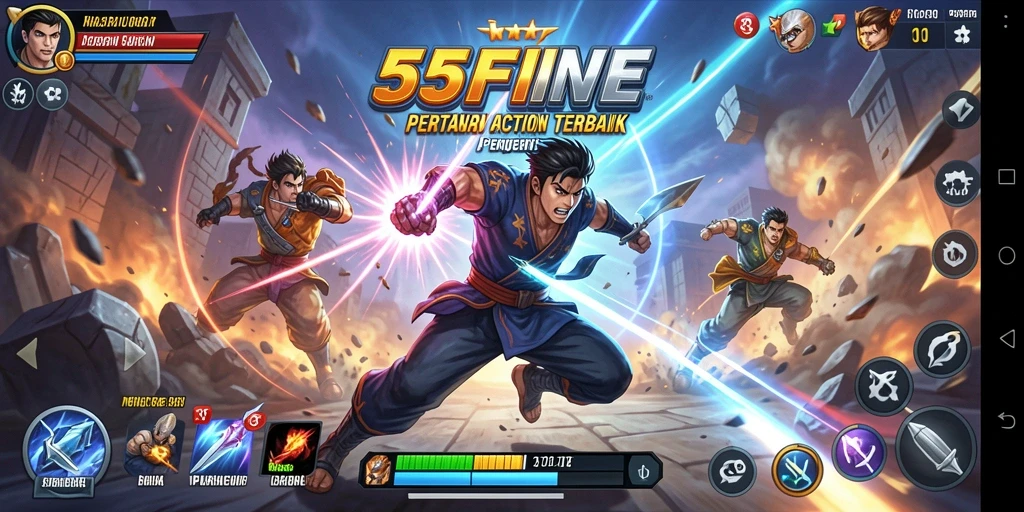 Tampilan seru dari gameplay Action 55FIVE yang mendebarkan.