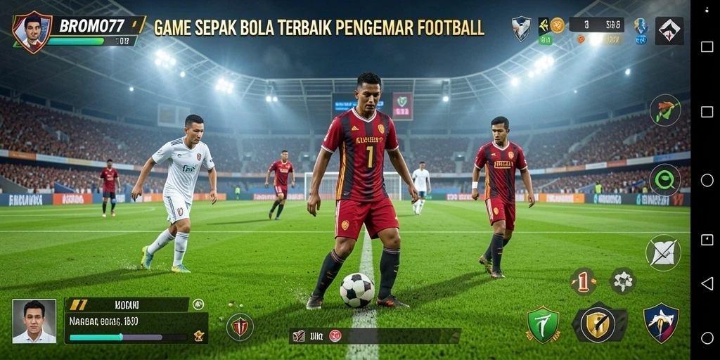 Tampilan menarik dari gameplay BROMO77 yang menunjukkan aksi sepak bola.
