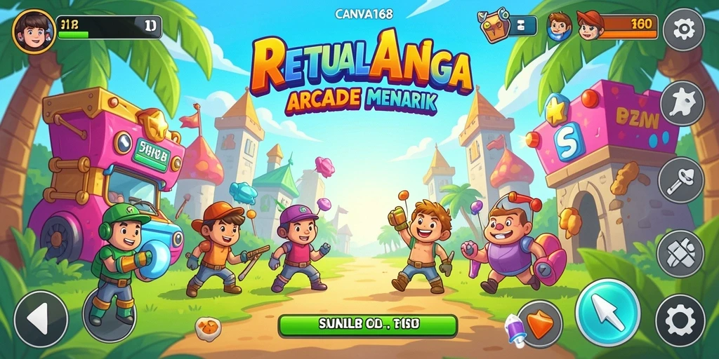 Screenshot gameplay CANVA168 menampilkan aksi seru dalam permainan Arcade.