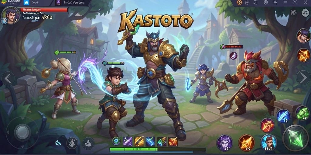 Tampilan gameplay KASTOTO menampilkan pertarungan seru dan karakter yang menakjubkan.