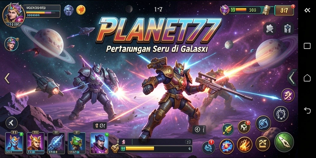 Tangkapan layar menunjukkan aksi seru dalam permainan PLANET77.