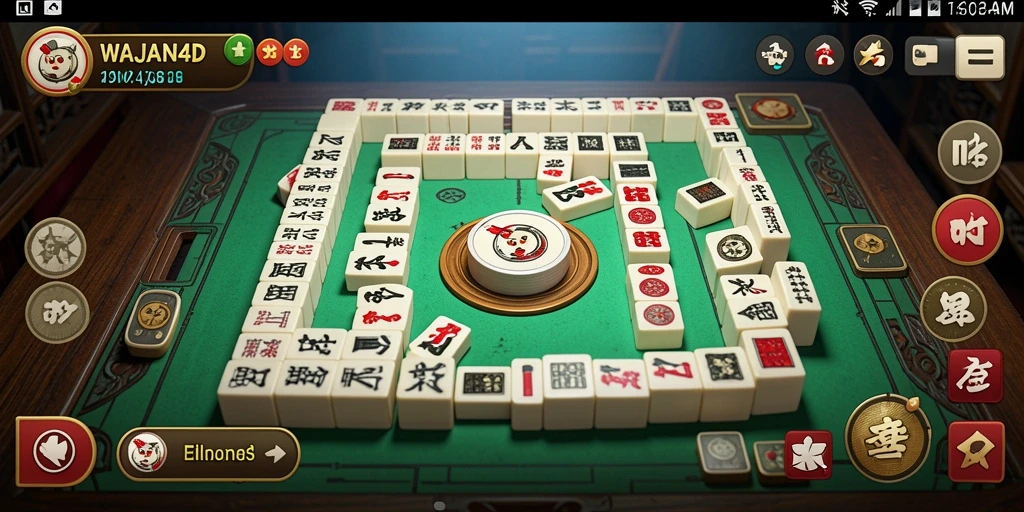 Tampilan menarik dari gameplay Mahjong WAJAN4D dengan ubin yang berwarna-warni.