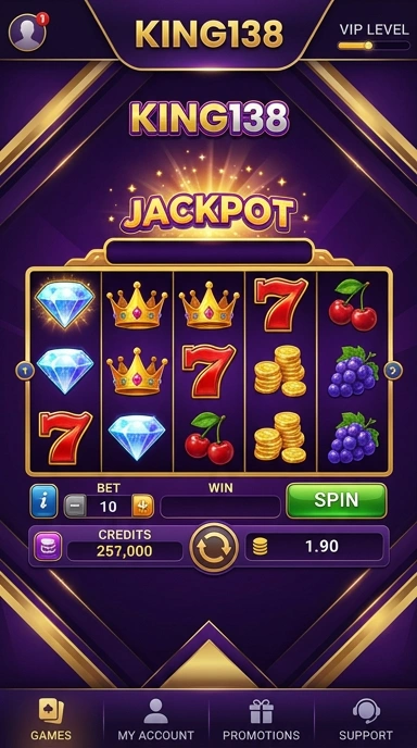 Tampilan antarmuka aplikasi king138 yang sederhana dan intuitif.